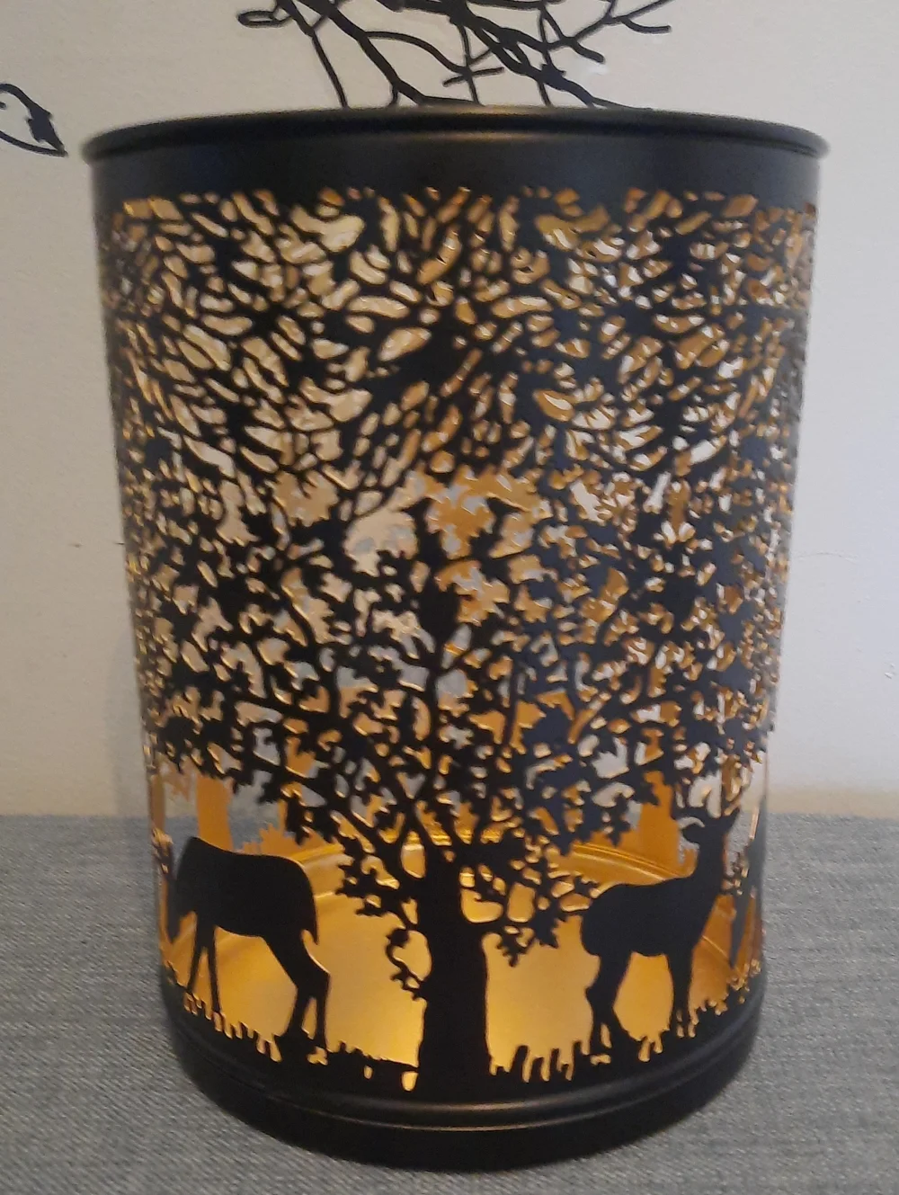 Black Metal Deer Silhouette Candle Lantern - Home Accents Beautiful Gold NWT